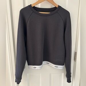 UGG Nena Sweatshirt French Terry Crewneck Pullover Size M Gray Logo Waistband